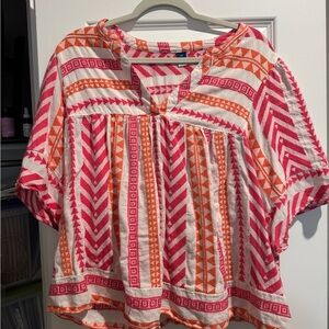 Old Navy Pink and Orange Geometric Blouse
